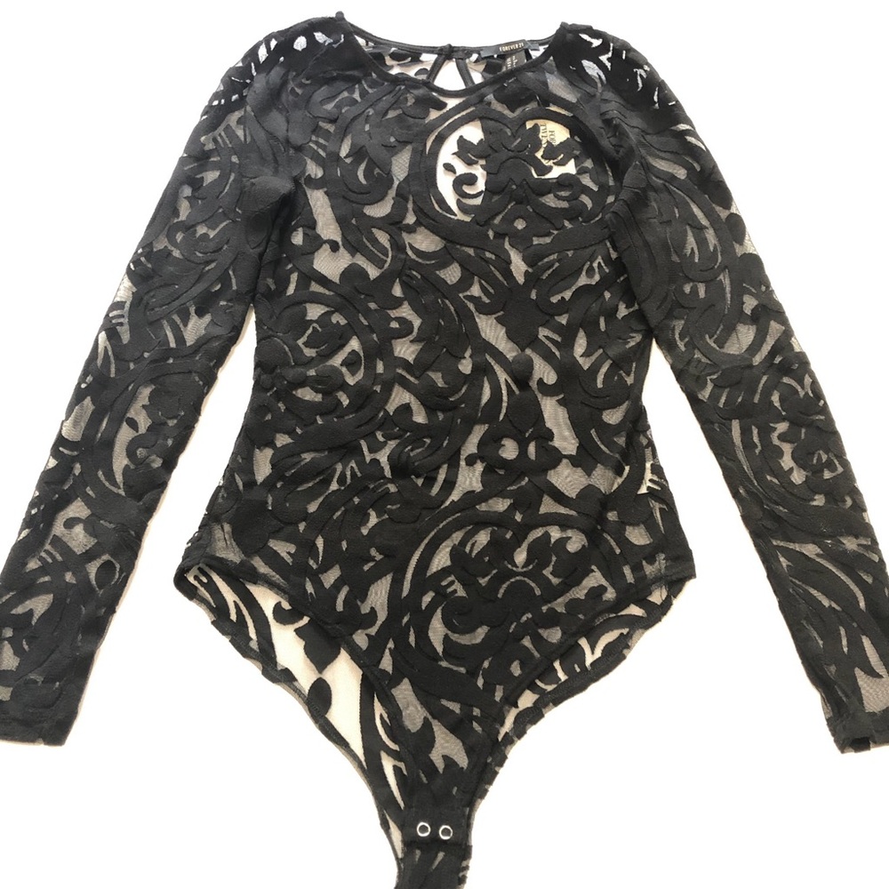 Forever21 Velvet / Mesh Bodysuit